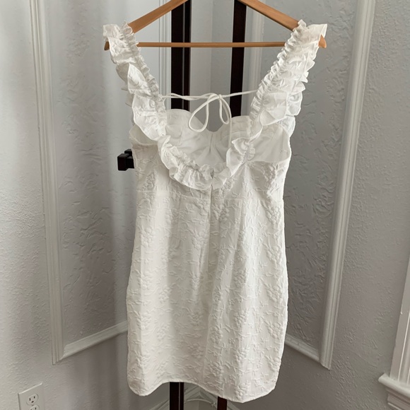 White Ruffle Strap Mini Dress - Picture 4 of 4